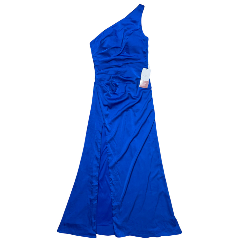NWT One-Shoulder Gown Bridesmaid Prom Dress Size 6 Stacees Royal Blue Maxi Satin